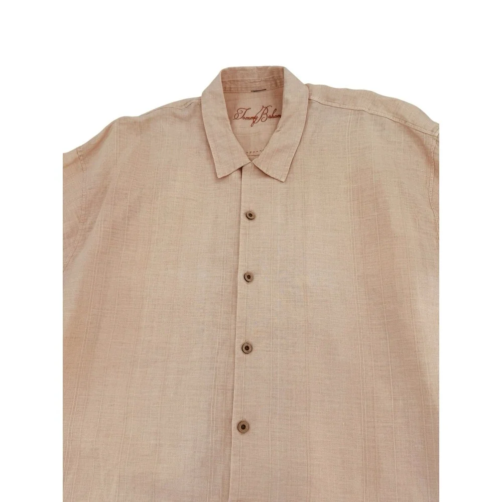 Tommy Bahama 100% Linen Peach Shirt‎ Short Sleeve Relaxed Summer Men's Size 2XL